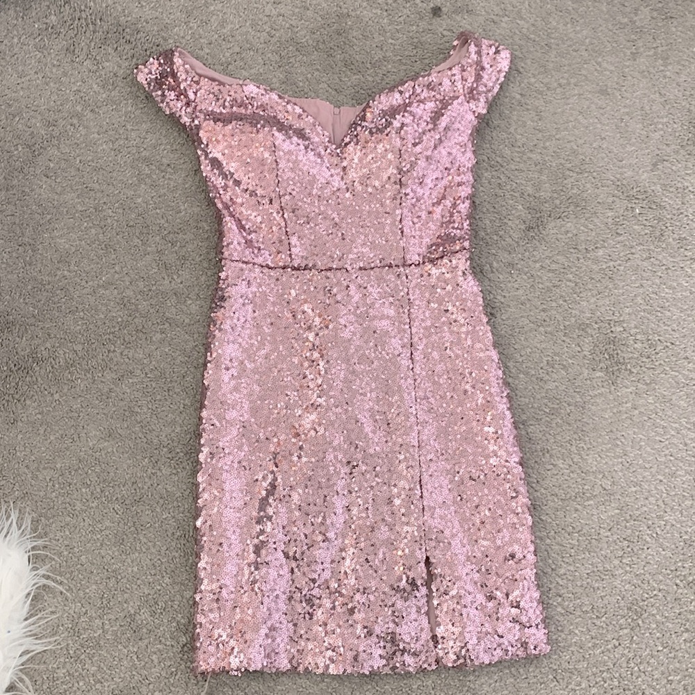 Cute soft blush pink sparkly mini dress size 3/4